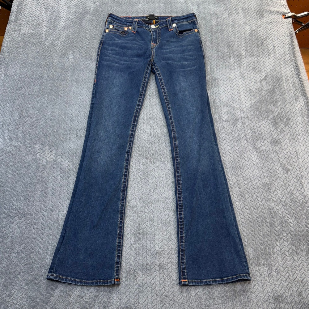True Religion Becca Jeans Wom 30x32 Mid Rise Bootcut Blue Dark Wash Stretch Y2K